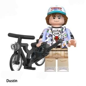 Stranger things Dustin with bike mini figure custom lego block
